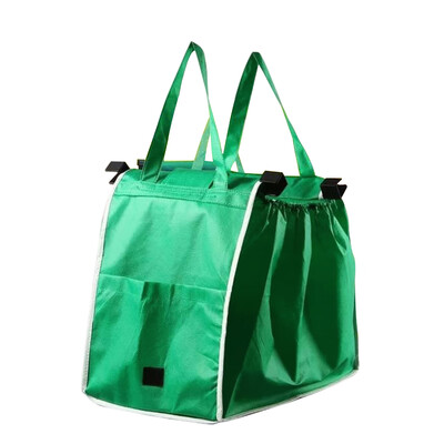 

Reusable Large Trolley Clip-To-Cart Grocery Shopping Portable Green Cloth Bags