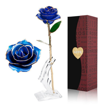 

New Love 24K Gold Foil Rose Permanent Flower With Bracket Gift for Valentines Day Mothers Day Anniversary Birthday Party Decor