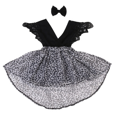 

Newborn Toddler Baby Kids Girls Leopard Romper Skirt Party Pageant Tutu Dress