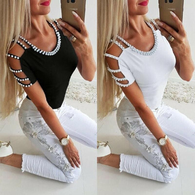 

2019 summer cross-border Europe&the United States hot sexy quick-selling explosion models sexy leaking shoulder straps beaded