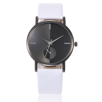 

Creative PU with gun black shell ladies quartz watch leisure