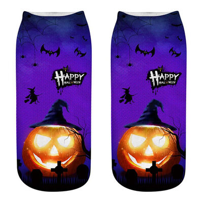 

New Funny Happy Halloween Socks 3D Printed Woman Socks Pumpkin Lantern Pattern Short Socks Party Supplies Harajuku Ankle Socks