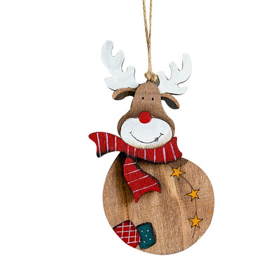 

Gobestart Wooden Mini Christmas Tree Deer Elk Hanging Pendant Ornaments Xmas Home Decor