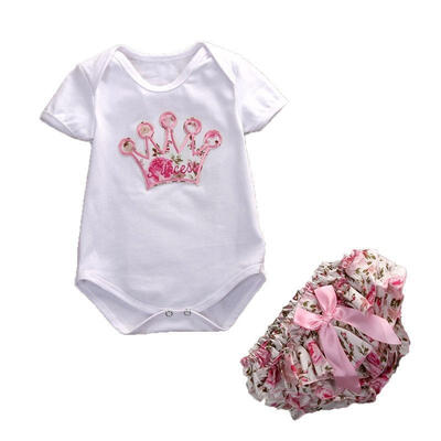 

Newborn Baby Girls Summer Clothes 2pcs RomperFlower PP pants Outfits 0-12Months