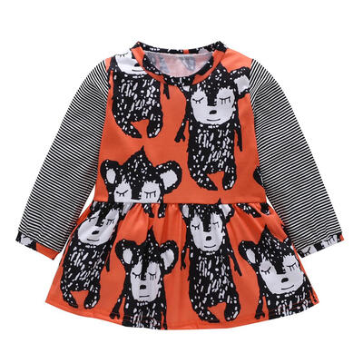 

Girls Princess Dresses Autumn Kids Long Sleeve Party Stripe Sweet Costume