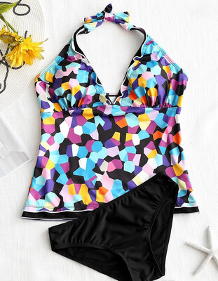 

Women Two-piece Print Bikini Set Fashion Dot Print Swimsuit Sexy Swimming Wear