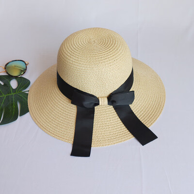 

Straw hat children summer Korean version of small fresh Joker Sun visor folding large coastal holiday beach hat