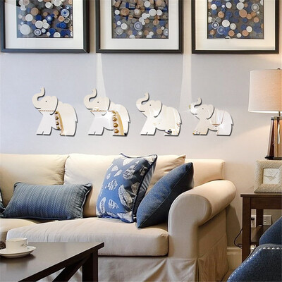 

〖Follure〗4pcs Elephant Mirror Wall Sticker Decor Art DIY Home Decal Mural New