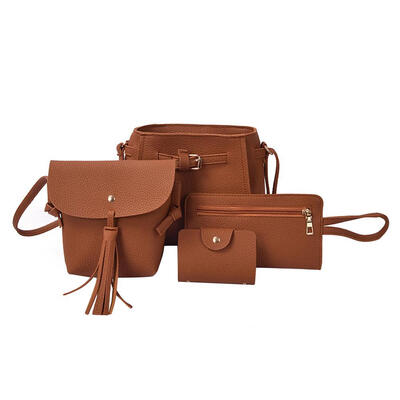 

4pcsset Shoulder Purse PU Leather Women Satchel Bags Clutch Card Holder