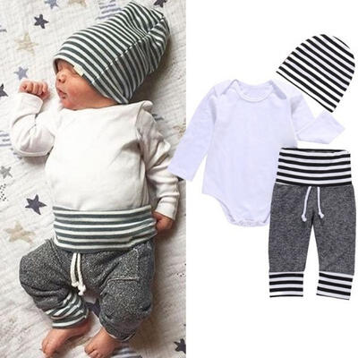 

Newborn Toddler Kids Baby Boys Outfit Clothes T-shirt Hat Tops Pants 3PCS Sets