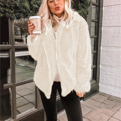 

Roseonmyhand Women Winter Jacket Warm Thick With Zipper Outerwear Coat Loose Overcoat