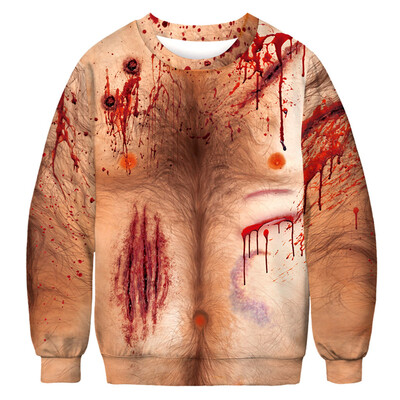 

Toponeto Mens Casual Scary Halloween 3D Print Party Long Sleeve Hoodie Top Blouse