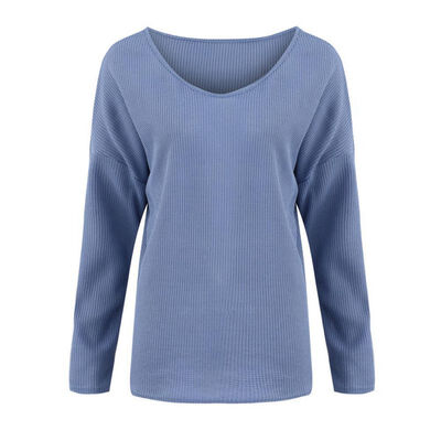 

Women Autumn Winter Sweater Loose Sweater Solid Color Long-Sleeved Casual Comfort Pullovers
