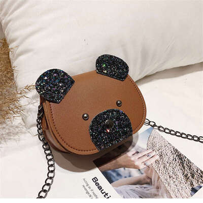 

Women Cute Girls Kids Children High Cartoon Bear Design Cross-body Handbag PU Shoulder Messenger Bag