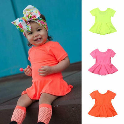 

US Newborn Baby Girl Kid Fluorescence Skirt Tutu Dress Summer Outfit Clothes Set