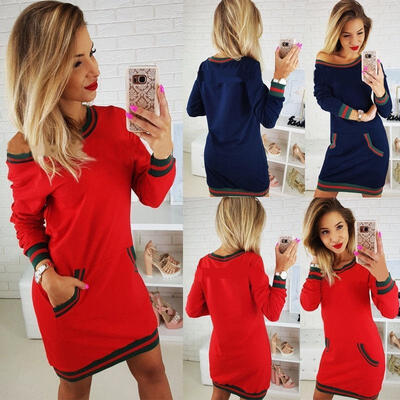 

New Fashion Summer Sexy Women Tops Long Sleeve Casual Party Mini Dress
