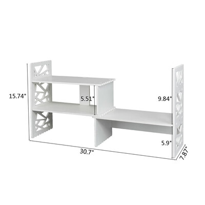 

Expandable Openwork Desktop Bookshelf Save Much Space Organizer Shelving Unit White
