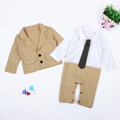 

Outfits Baby Boy Gentleman Suit Rompers Jumpsuit Coat Jacket Kids Clothes