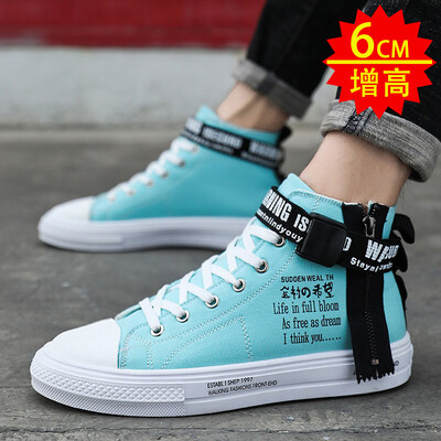

Mens Shoes Fall Fashion Leisure High-top Canvas Shoes Gaobang Harbour Wind Black Students Fashion Shoes