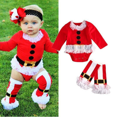 

Toddler Baby Girl Boy Tops RomperLeg Warmers 2pcs XMAS Outfits Set Clothes