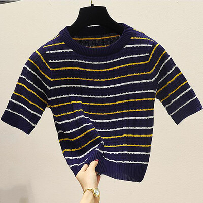 

Women Striped Short Sleeve T-Shirt Ladies Loose Fit Blouse Tops Holiday Casual