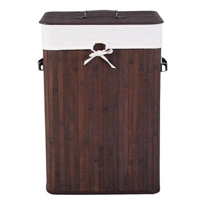 

Single plaid bamboo folding basket body with lid dark brown Item No 497685