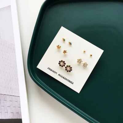

Earrings for Women Stars Heart Flowers Cute Stud Earrings Set Girls Personality Pearl Earrings Jewelry Gifts