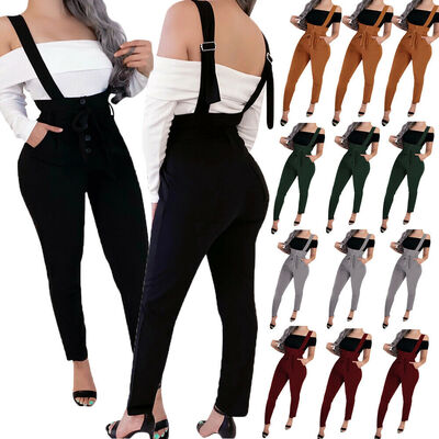 

Women Casual Loose Pants Suspenders Jumpsuit Strap Slim Fit Trousers Overalls