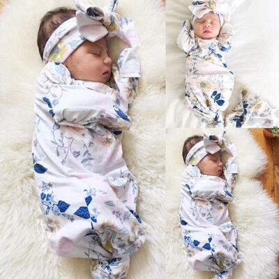 

Newborn Infant Baby Swaddle Blanket Baby Sleeping Swaddle Muslin Wrap Headbands