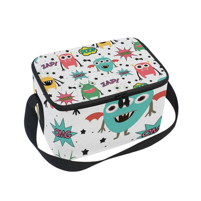 

ALAZA Insulated Lunch Box Monsters Pattern Lunch Bag for Men Women Portable Tote Bag Cooler Bag