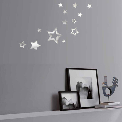 

〖Follure〗1PC Lovely Silver Mirror Stars Decoration Home Room Art 3D DIY Wall Stickers