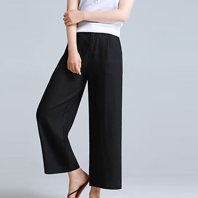 

Fashion Women Leisure High Waist Trousers Loose Pants Pure Color Long Pants