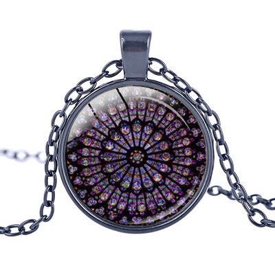 

Notre Dame de Paris Cathedral Rose Window Memorial Alloy Pendant Necklace