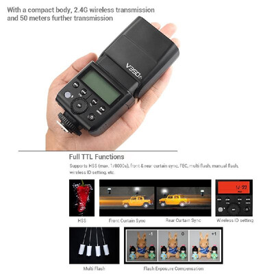 

Godox V350F Compact Size 24G Wireless Speedlite Master Slave Camera Flash TTL 18000s HSS Built-in 2000mAh Li-ion Battery with B