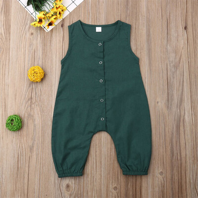 

Toddler Newborn Baby Girls Boys Solid Sleeveless Jumpsuit Romper Clothes Outfits