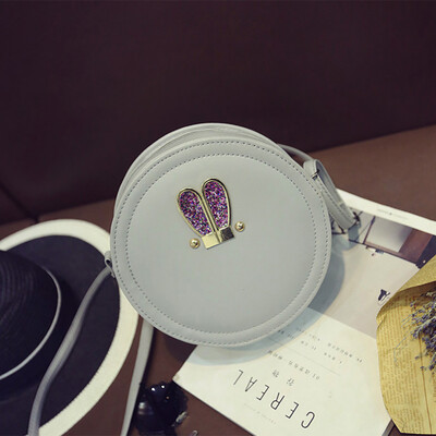 

Tailored Fashion Women Single Shoulder Rabbit Ears Small Circular Bag Texture Zipper Bag