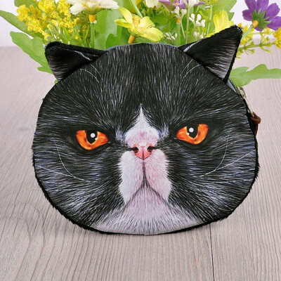 

New Casual Handbag Purse Cute Fashion Women Coin Purse Cat Animal Print Mini Wallet Zipper Closure Small Clutch Bag