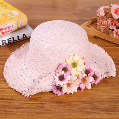 

Mori girl autumn lily summer straw hat side curl jazz hat wide brim beach vacation photo sun hat