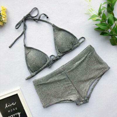 

Bikini Set Women Swimwear Push-up Bra Boy Shorts Swimsuit Beachwear Bathing Suit