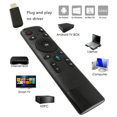 

24G Wireless Remote Control with USB Receiver Voice Input for Smart TV Android TV Box HTPC PC Projector Black