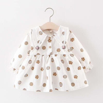 

Baby Girls Spring Dress Kids Print Dresses Cotton Long Sleeve Princess Sundress Outfits