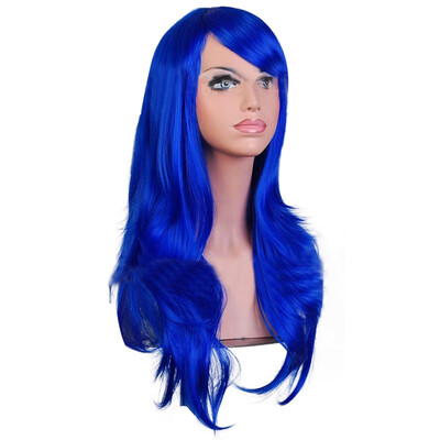 

Gobestart Sexy Long Women Fashion Synthetic Wavy Cosplay Party Full Wigs Blue