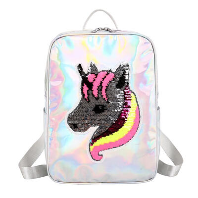 

Cute Sequins Horse Decor Travel Backpacks Women Glossy Laser School Bags