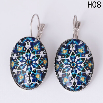 

Fashion Retro Folk-custom Time Gems Earring Oval Gemstone Bohemian Earring