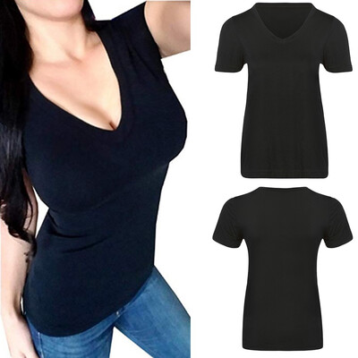 

Starmoon Women Fashion Sexy Short Sleeve O-Neck Pure Color Blouse Casual T-Shirt Tops