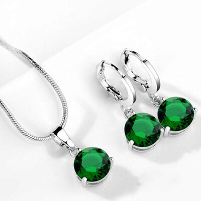 

Micro-inlaid crystal zircon necklace1Pair earrings jewelry set
