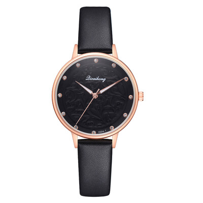 

Fashion noble female models with diamonds British watch trend solid color printed PU leather watch