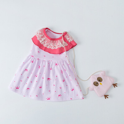 

Summer Dress Casual Baby Girls Sleeveless Cute Lace Design Dress Kids Toddler Pageant Princess Sweet Fashion Sundress