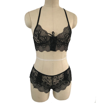 

Toponeto Women Sexy Lace Plus Size Eyelash Lace Babydoll Set Bandage Sleepwear Underwear