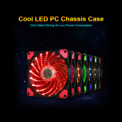 

PC Case Fan 12CM Silent LED Cooler Fan Strong Wind 15 LED Blue Light